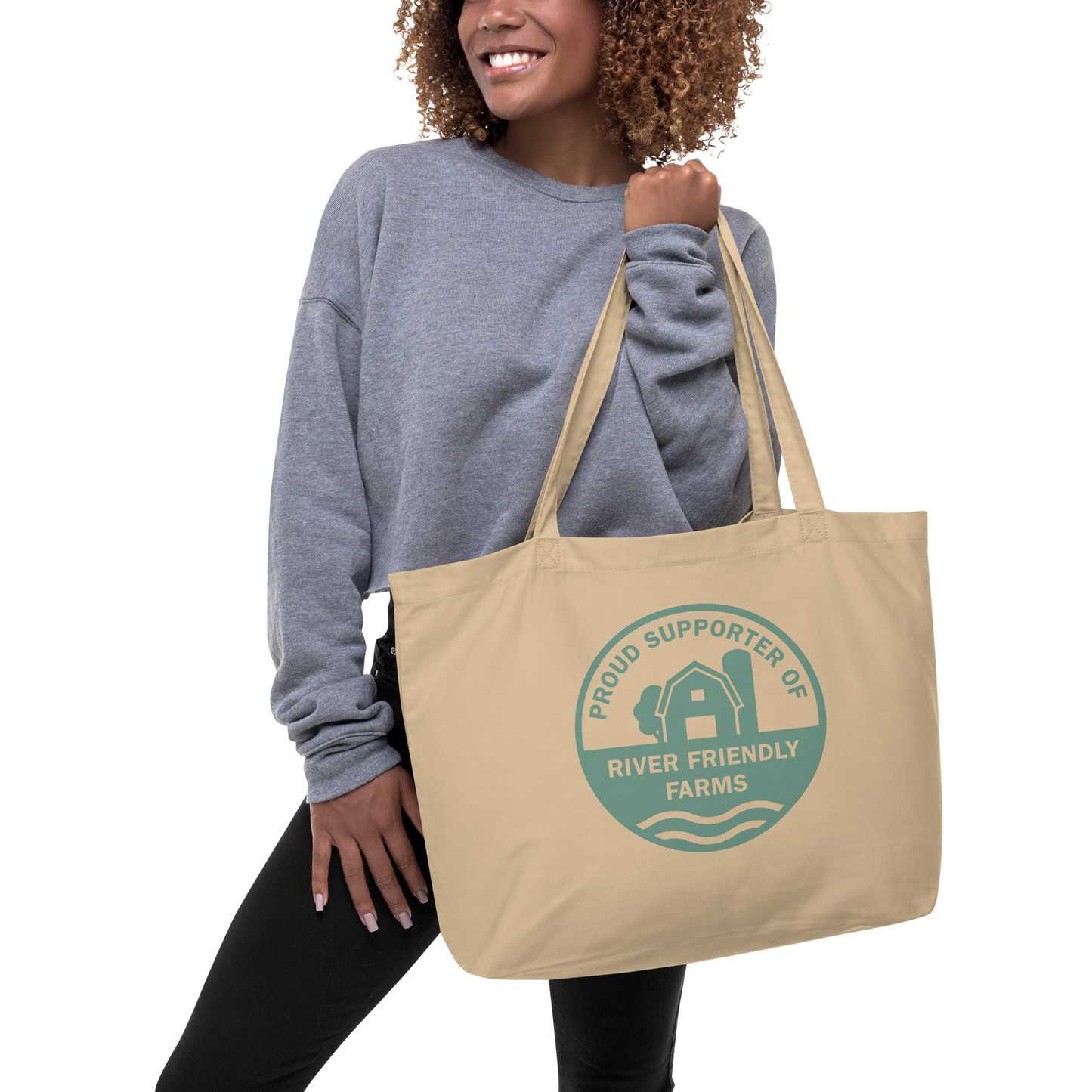 River Friendly Farms Large organic tote bag